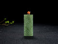 Textured Green Jade Rectangle Pendant with Carved Finish