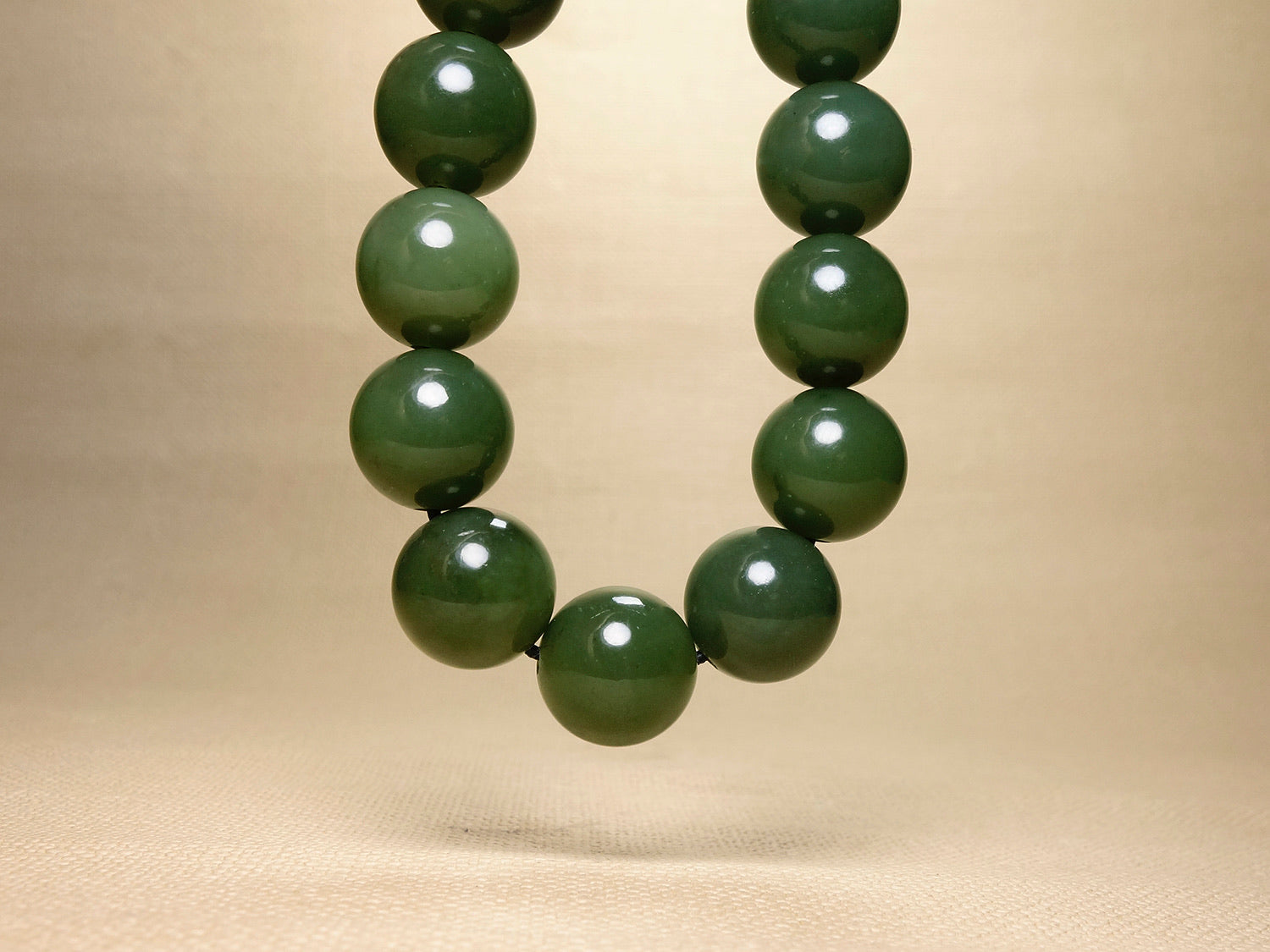 Green Jade Bead Bracelet with Gold Pixiu Charm