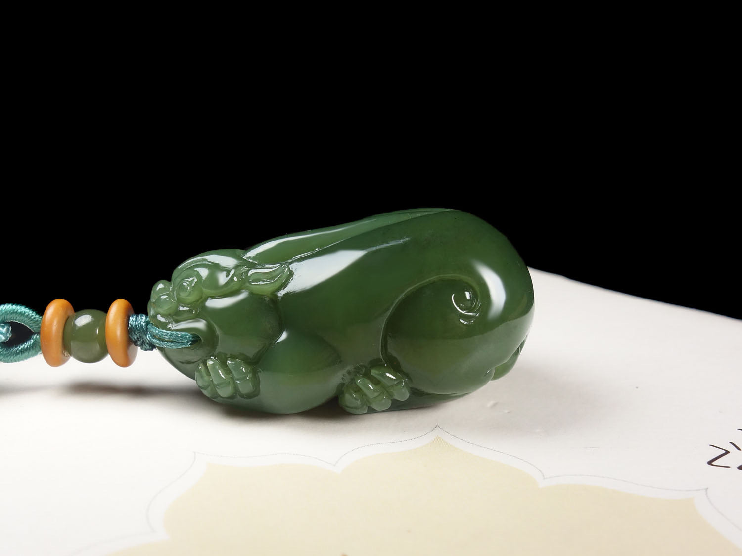 Colgante Pixiu de jade verde