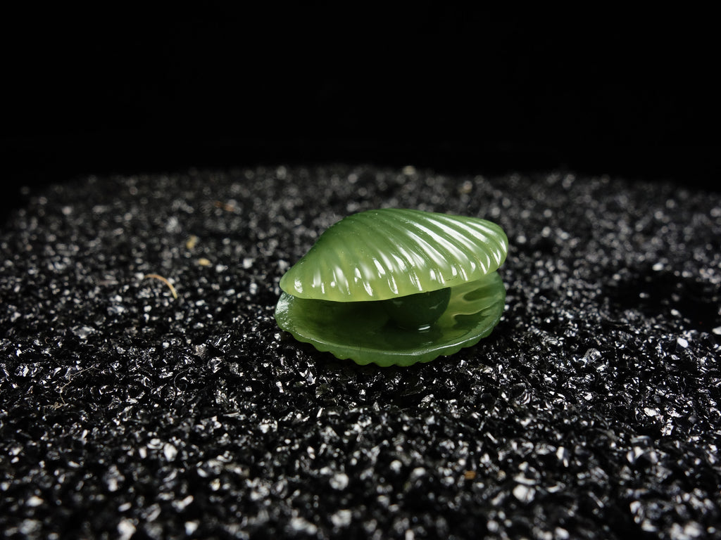 Green Jade Clamshell with Pearl