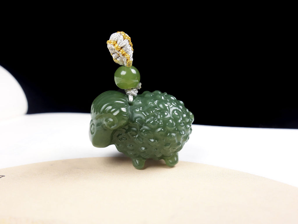 Green Jade Sheep Pendant