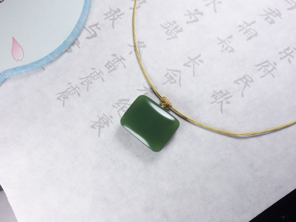 Green Jade Square Pendant