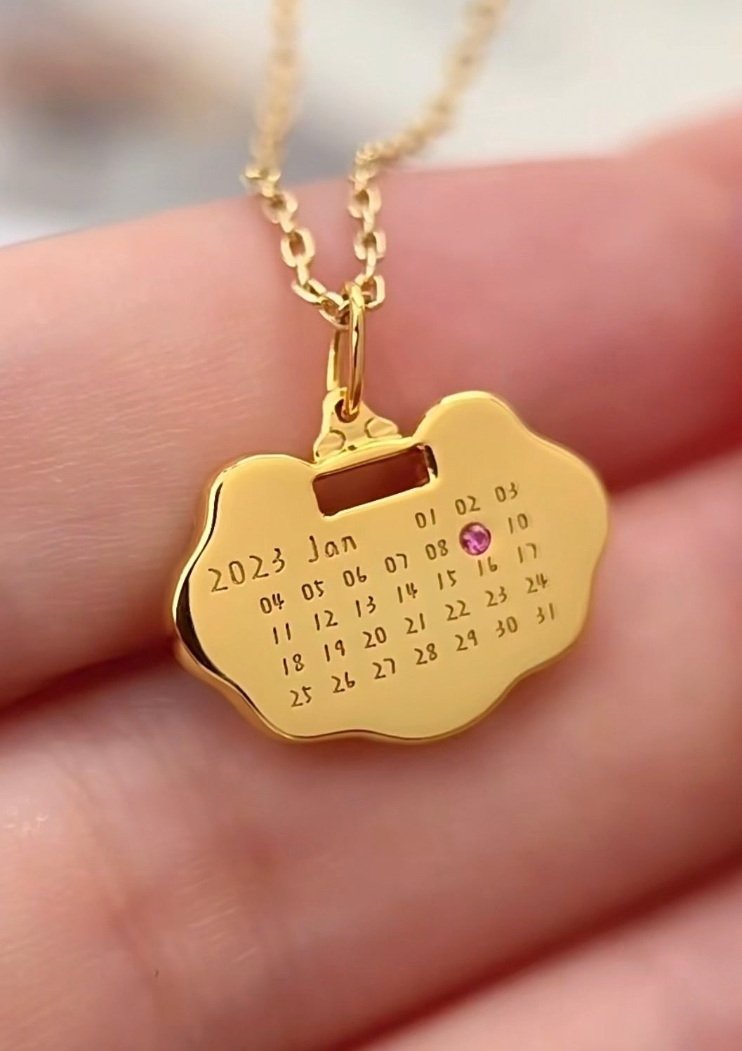 18k Gold Baby Footprint & Handprint Keepsake Pendant
