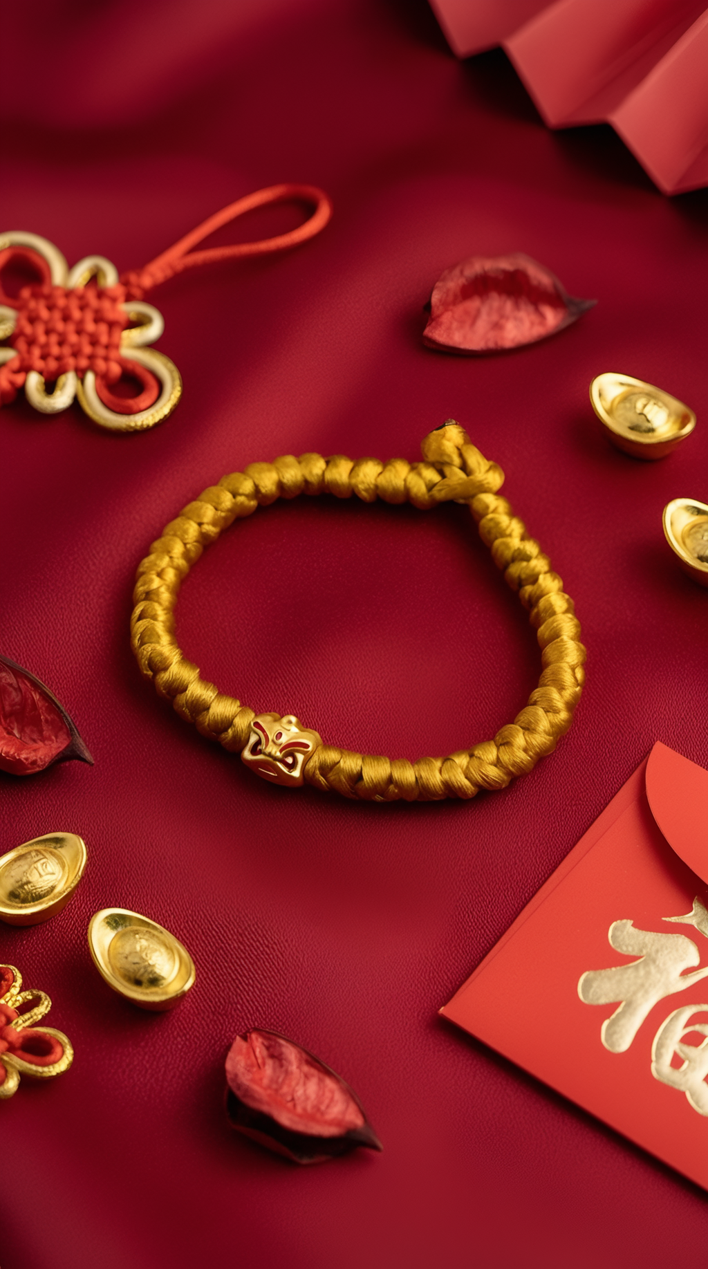 Gold-plated lion head bracelet on wrist