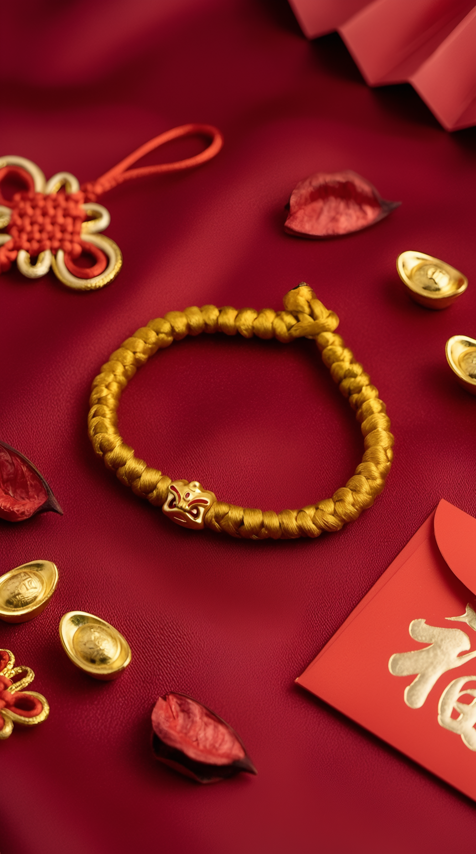 Gold-plated lion head bracelet on wrist