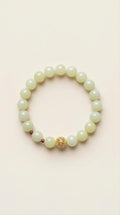Pulsera de Jade Verde con Filigrana Dorada y Granate