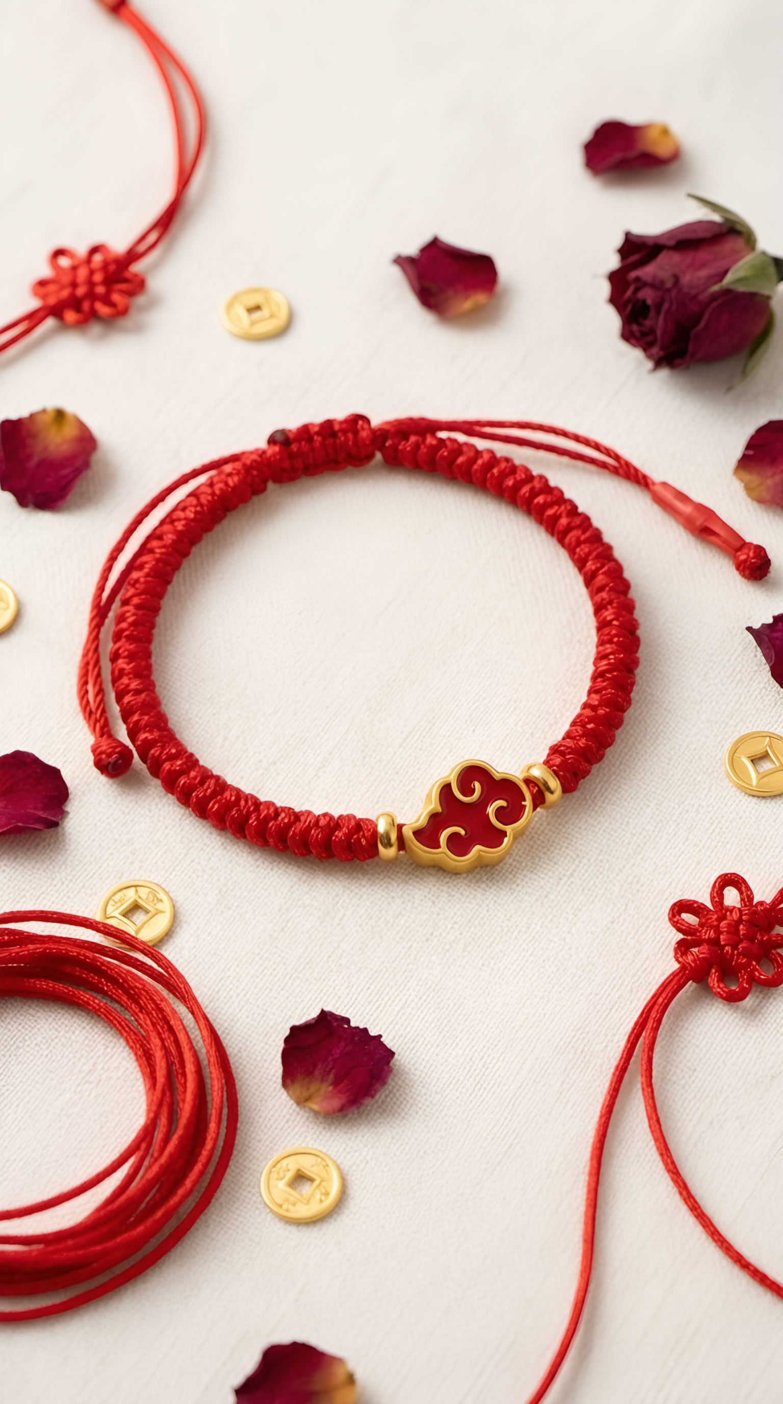 Red string ruyi cloud bracelet by Wendy Jewellery