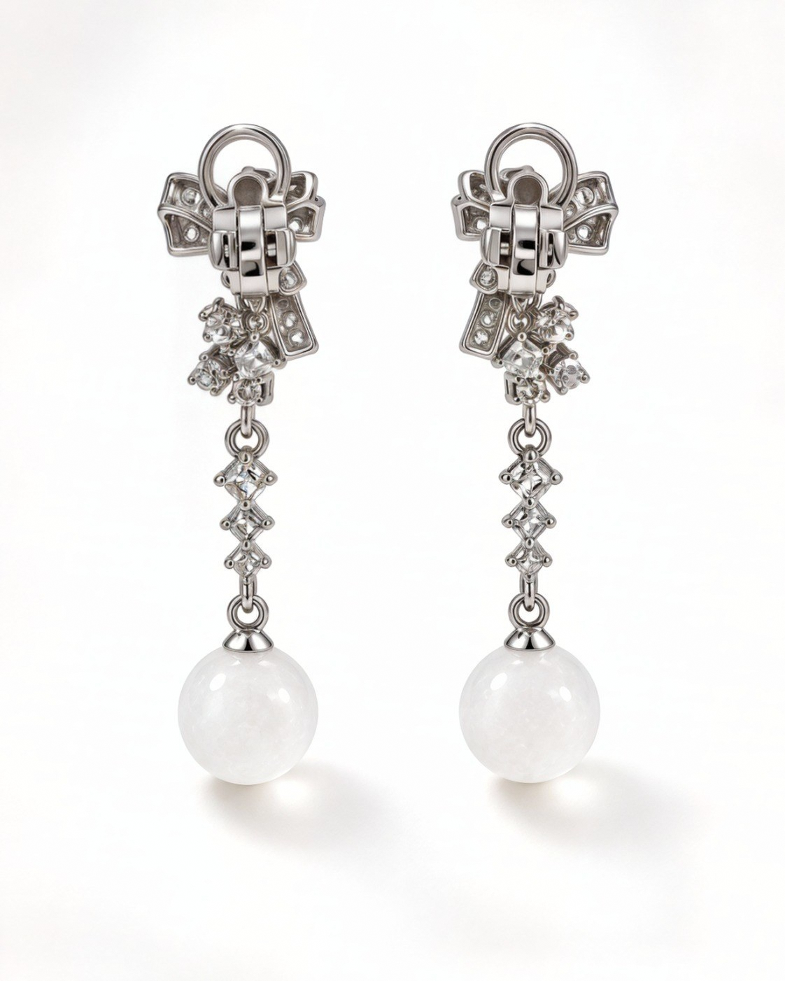 Back view of Gala bow earrings with push-back fastenings.