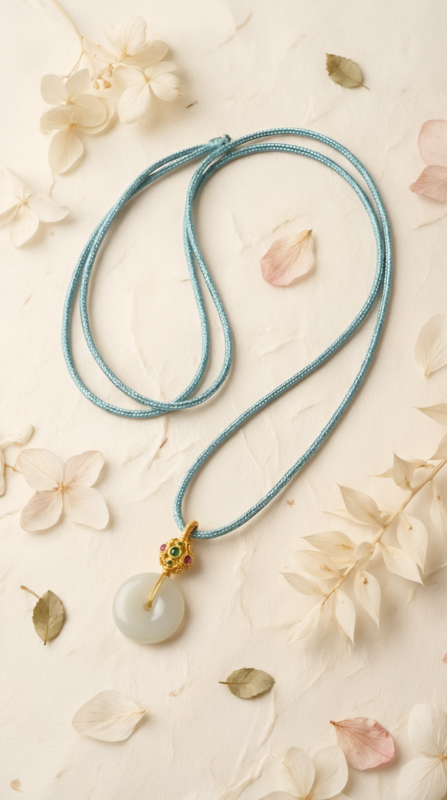 Nephrite jade disc pendant necklace handmade by Wendy Jewellery